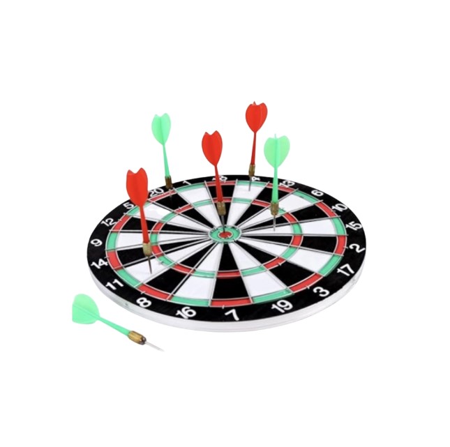 Cible rigide avec 4 flechettes