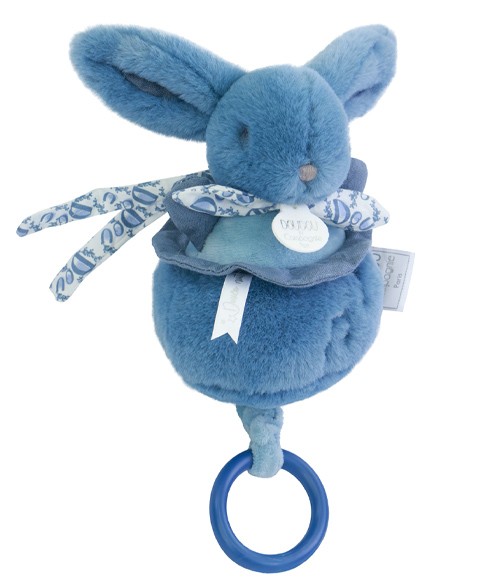 Lapin DOUDOU - boite à musique lapin  20 cm Bleu