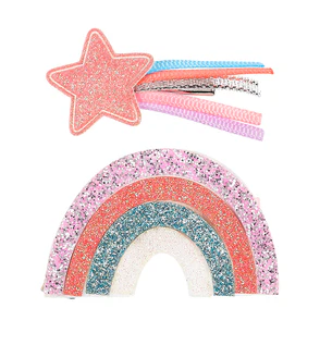 Set de 2 pinces a cheveux Kiara arc en ciel