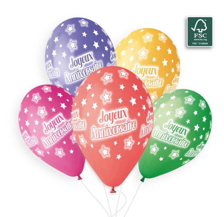 Sachet de 5 ballons gonflables joyeux anniversaire