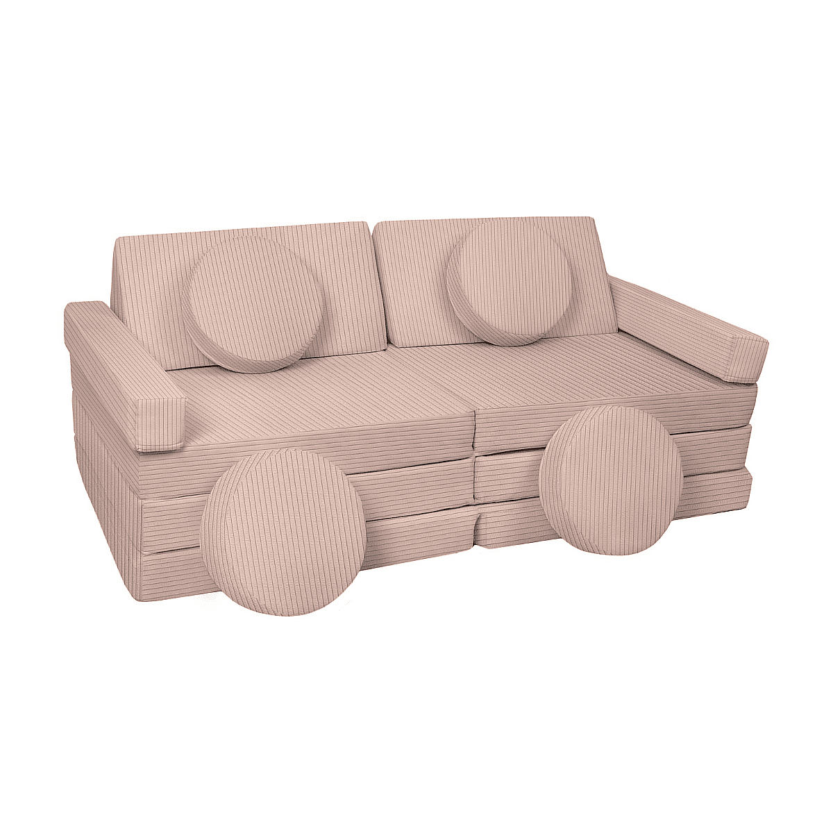 Canapé modulable enfants rose velours côtelé