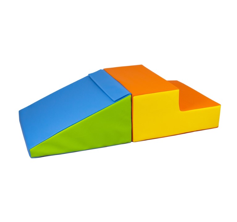 Set de 2 grands blocs en mousse jaune vert bleu orange