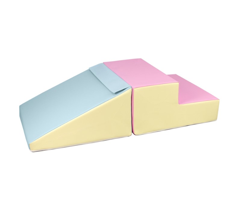 Set de 2 grands blocs en mousse rose bleu jaune pastel