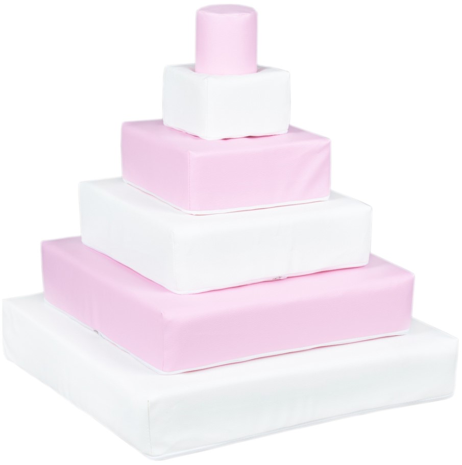 Pyramide- lot de 6 gros blocs blanc rose pastel