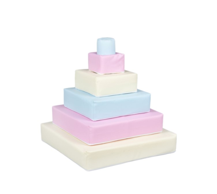 Pyramide- lot de 6 gros blocs blanc rose pastel bleu pastel