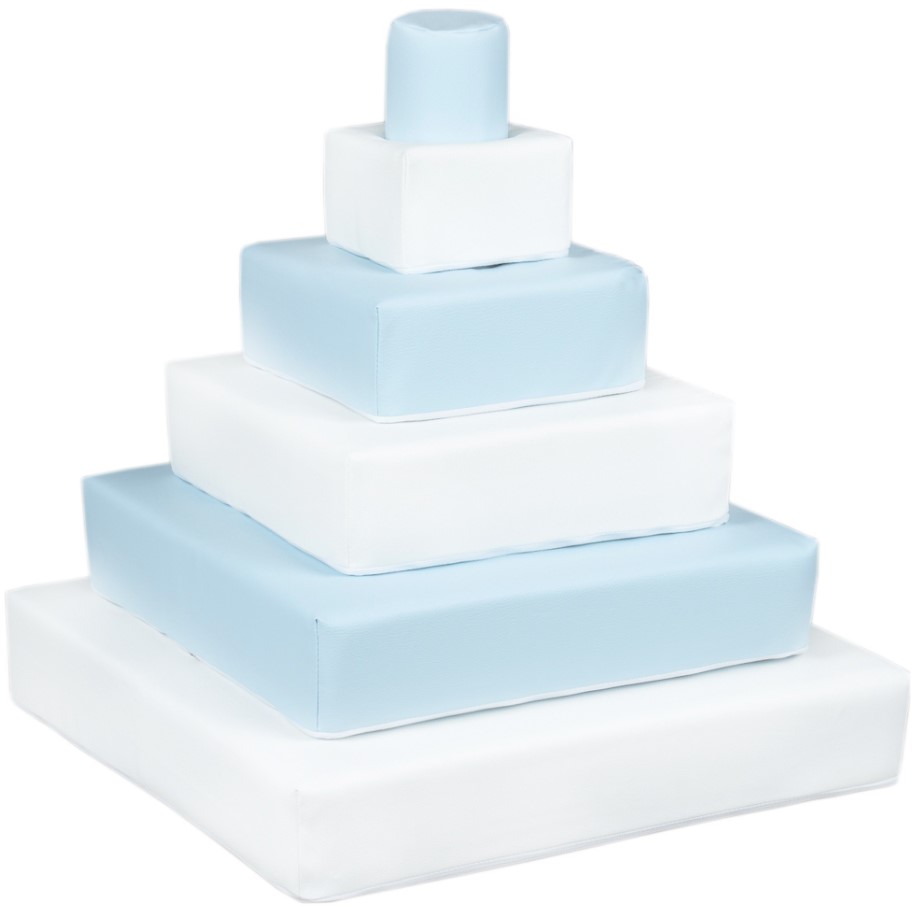 Pyramide- lot de 6 gros blocs blanc bleu pastel
