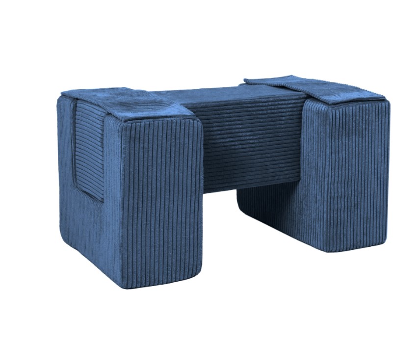 3 blocs en mousse bleu marine velours côtelé