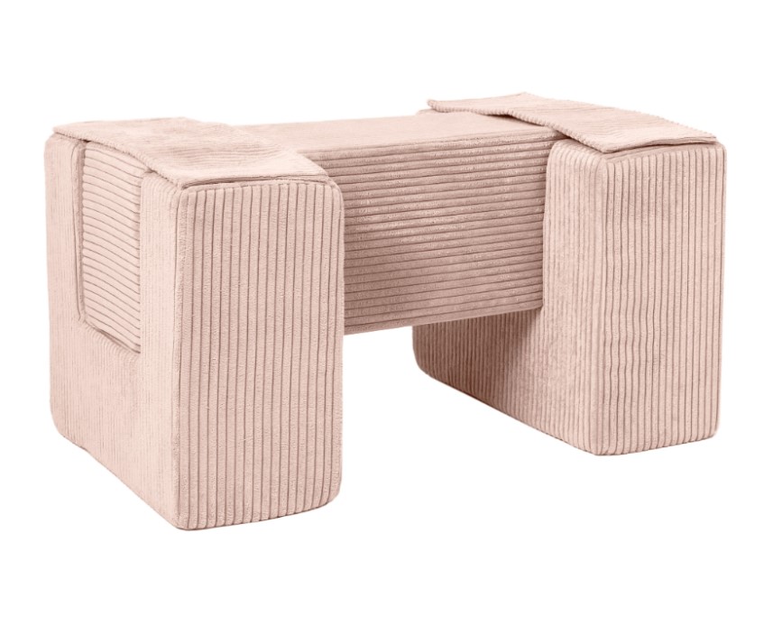 3 blocs en mousse rose velours côtelé