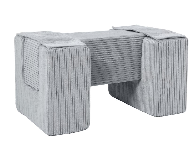 3 blocs en mousse gris velours côtelé