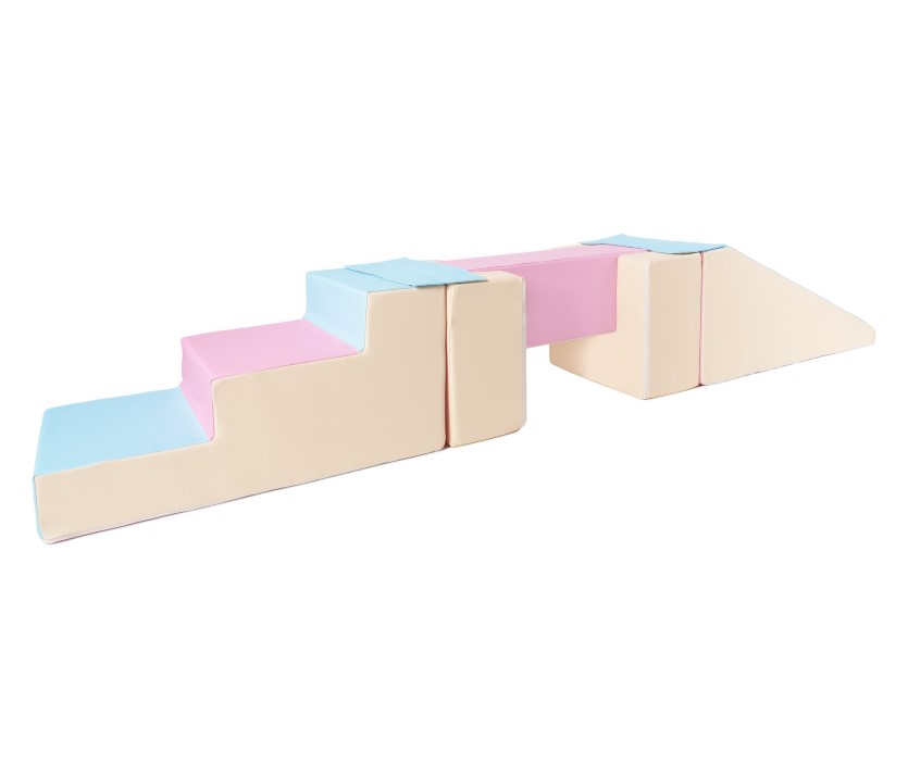 Passerelle 5 blocs rose bleu jaune pastel