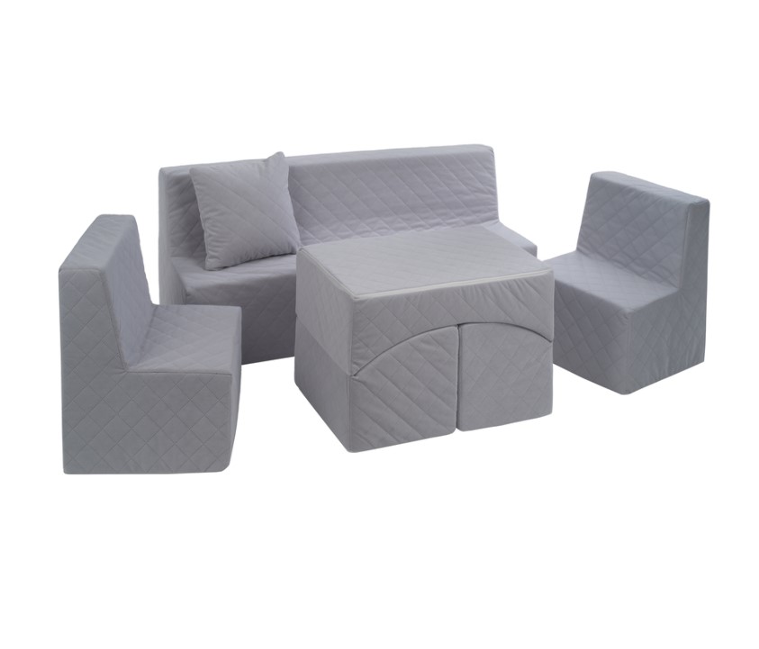 Ensemble de fauteuils chambre enfant gris matelassé