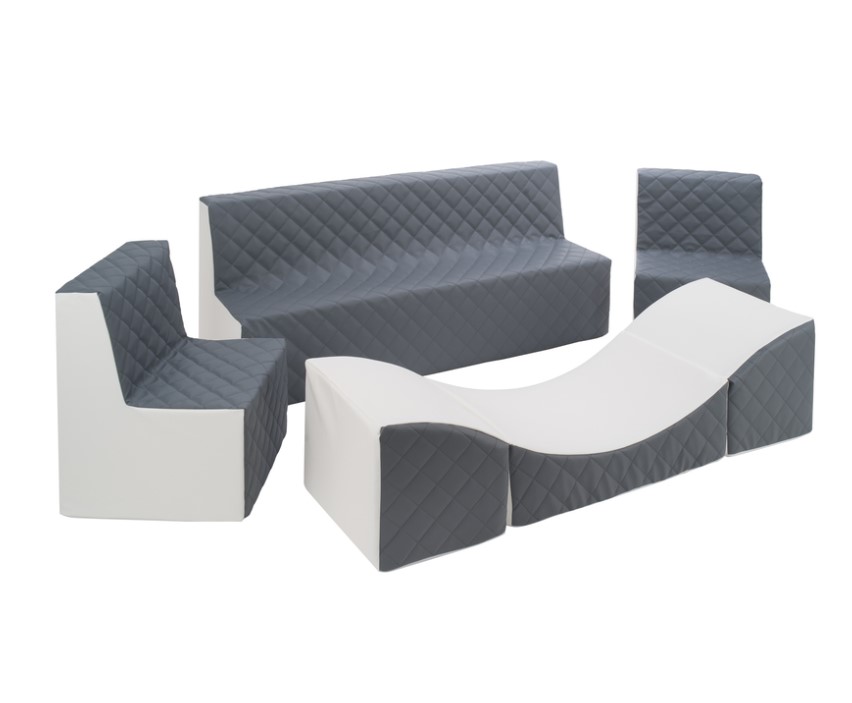 Ensemble de meubles en mousse : 2 chaise Canapé et fauteuil blanc gris