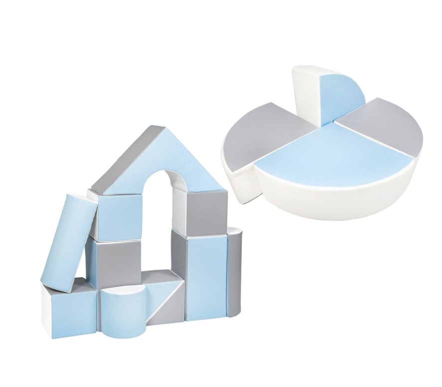 Set de 15 blocs en mousse le jeu blanc bleu gris