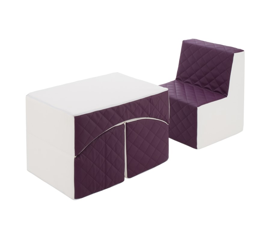 Ensemble de meubles en mousse : chaise et fauteuil blanc violet