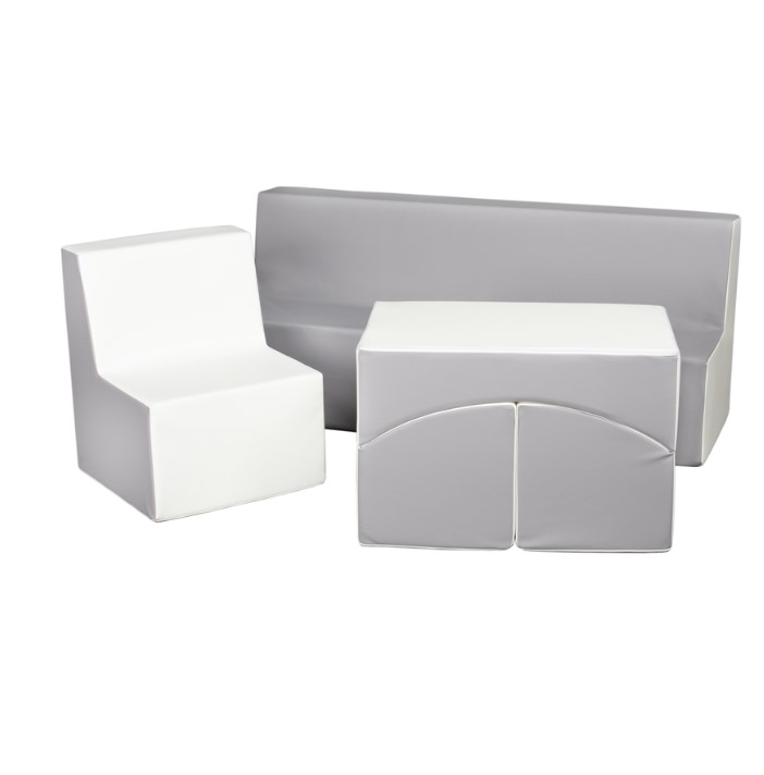 Ensemble de meubles en mousse : chaise Canapé et fauteuil blanc gris