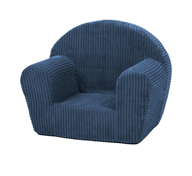 Fauteuil piqué enfant bleu marine velours côtelé