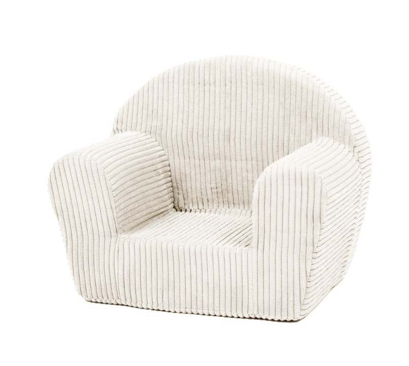 Fauteuil piqué enfant crème velours côtelé