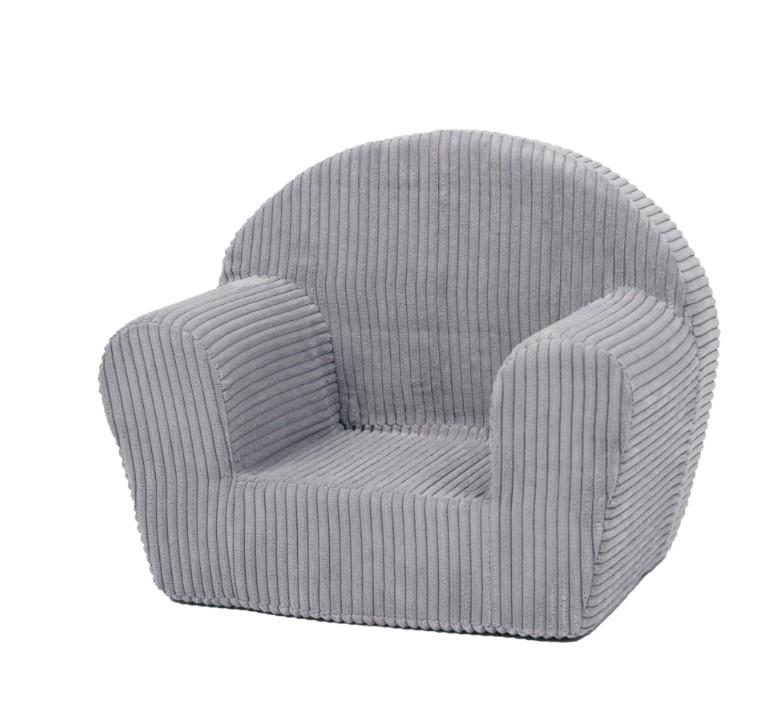Fauteuil piqué enfant gris velours côtelé