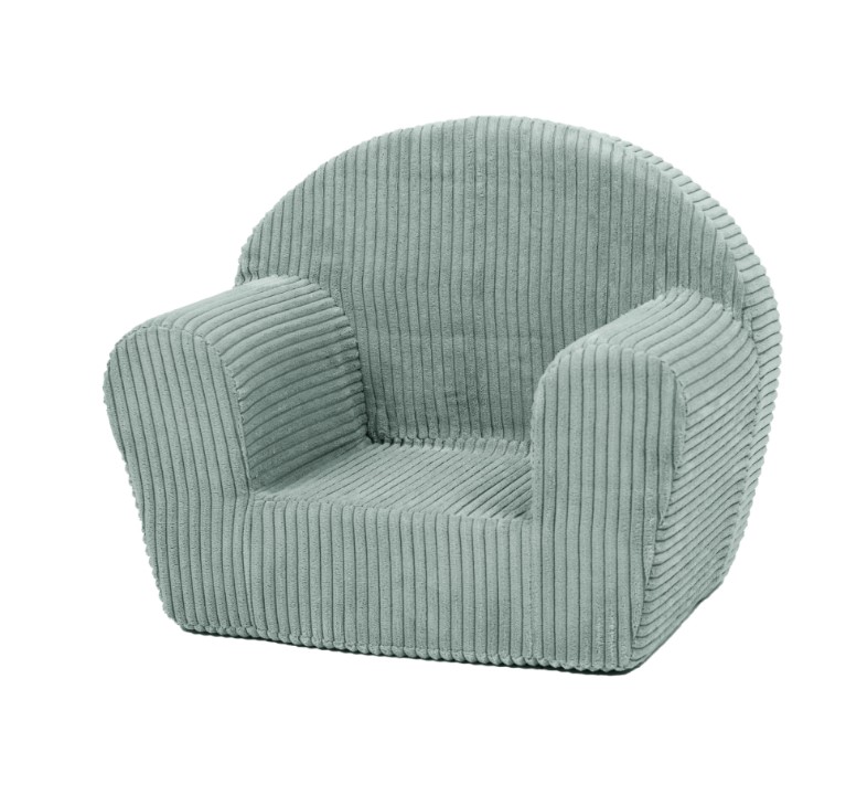 Fauteuil piqué enfant Menthe velours côtelé