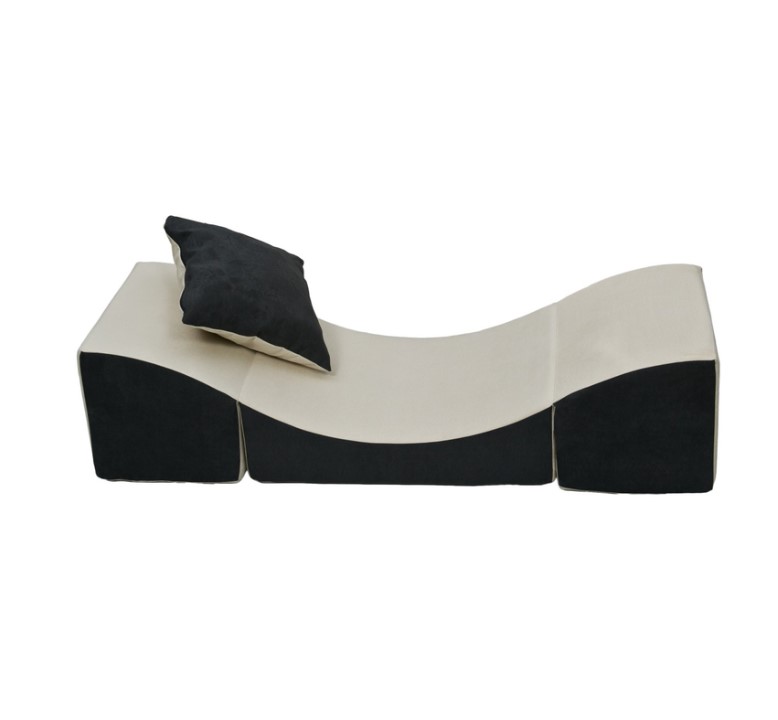 Pouf en mousse dépliant beige-gris