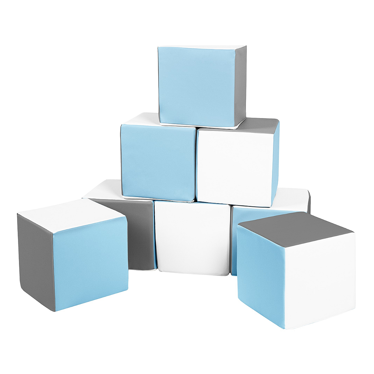 Lot cubes XXL mousse 8 pcs blanc, bleu clair, gris
