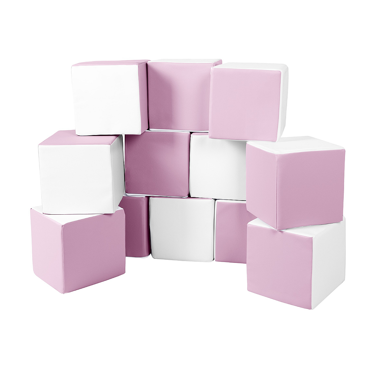 Lot cubes XXL mousse 12 pcs blanc, rose
