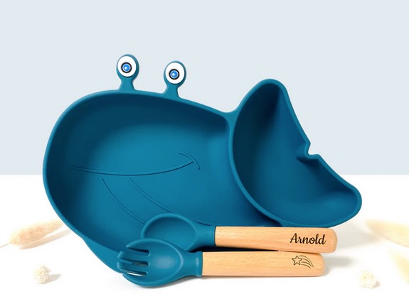 Set repas Baleine et couvert Bleu Marine