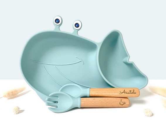 Set repas Baleine et couvert Bleu Ciel