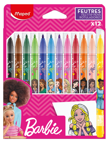 12 Feutres de coloriage Barbie
