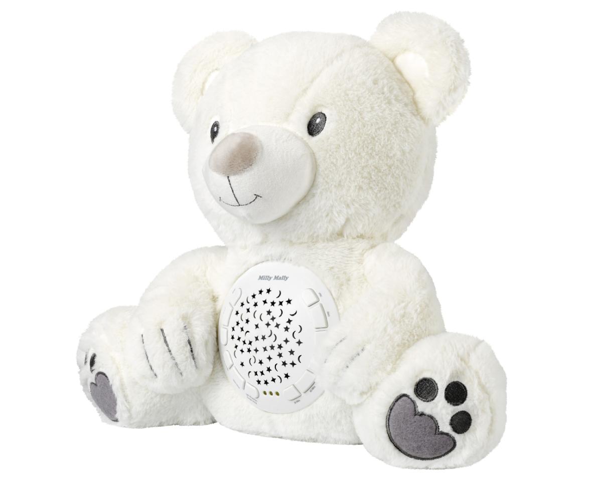 Peluche projecteur Milly Mally Ours Blanc