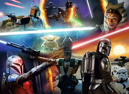 Puzzle 300 p XXL - Feux croises  Star Wars The Mandalorian