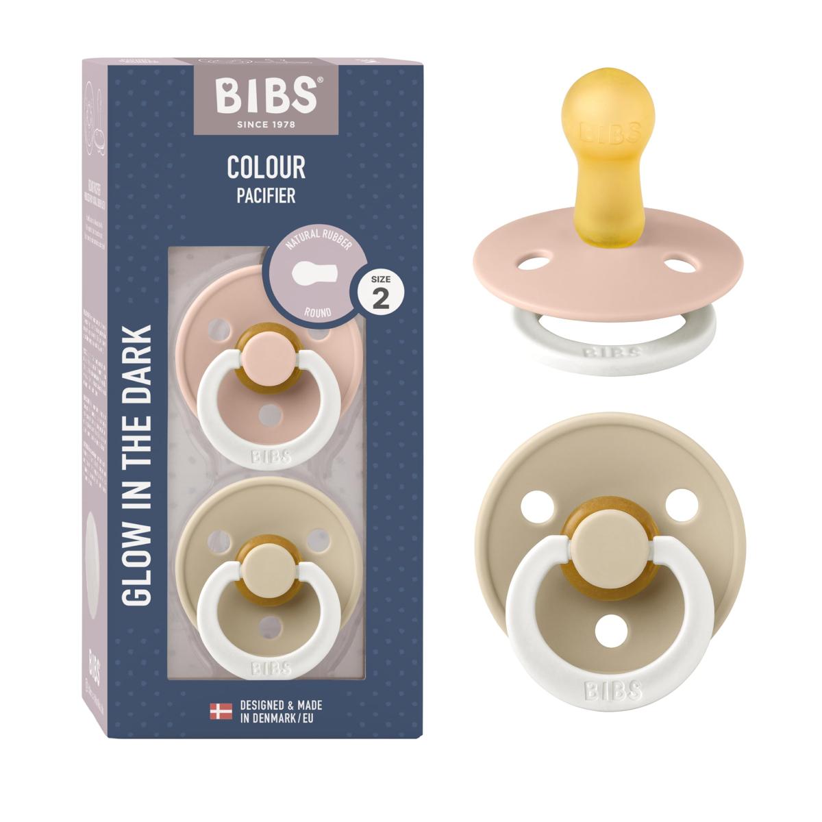Lot de 2 sucettes - Latex de caoutchouc naturel - phosphorescent Taille 2 18 mois Blush /Vanilla