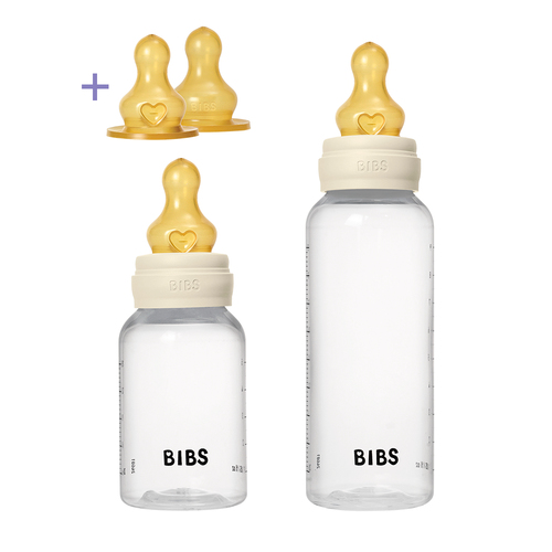 Kit 2 biberon en verre avec tetine ronde en latex 150ml - 270ml
