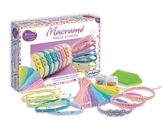 bracelets macramé perles et fleurs