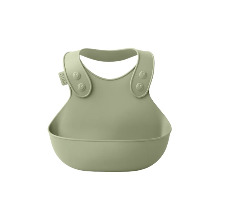 Bavoir de diner en silicone couleur sauge