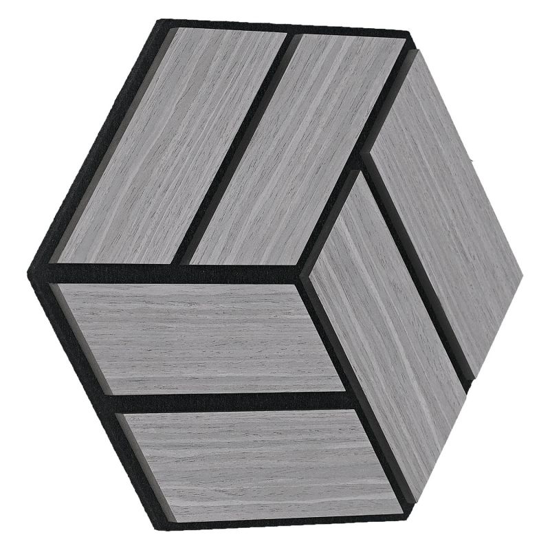 15 Panneaux muraux 30x26 hexagone gris bois