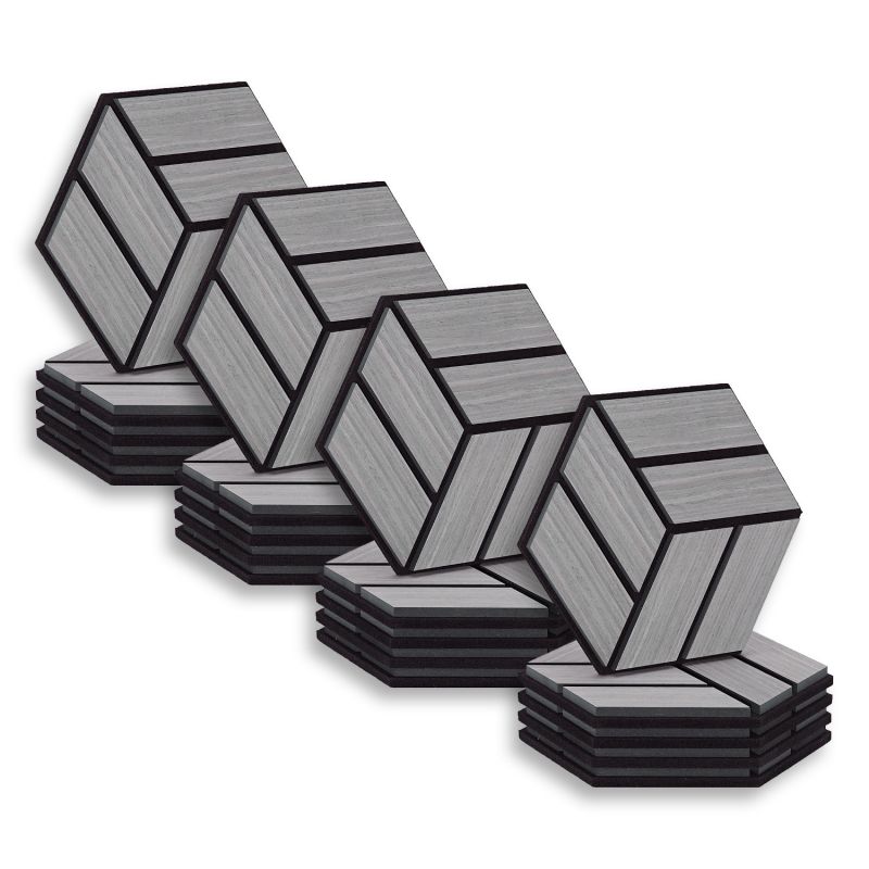 20 Panneaux muraux 30x26 hexagone gris bois