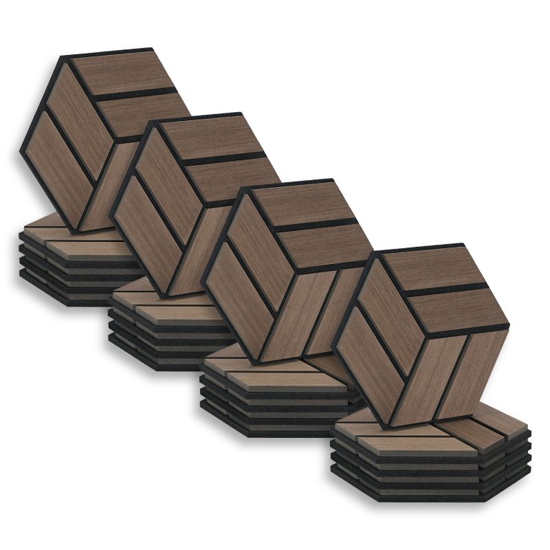 20 Panneaux muraux 30x26 hexagone marron bois