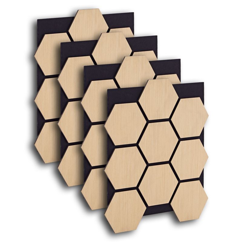 4 Panneaux muraux 62x76 hexagone naturel bois