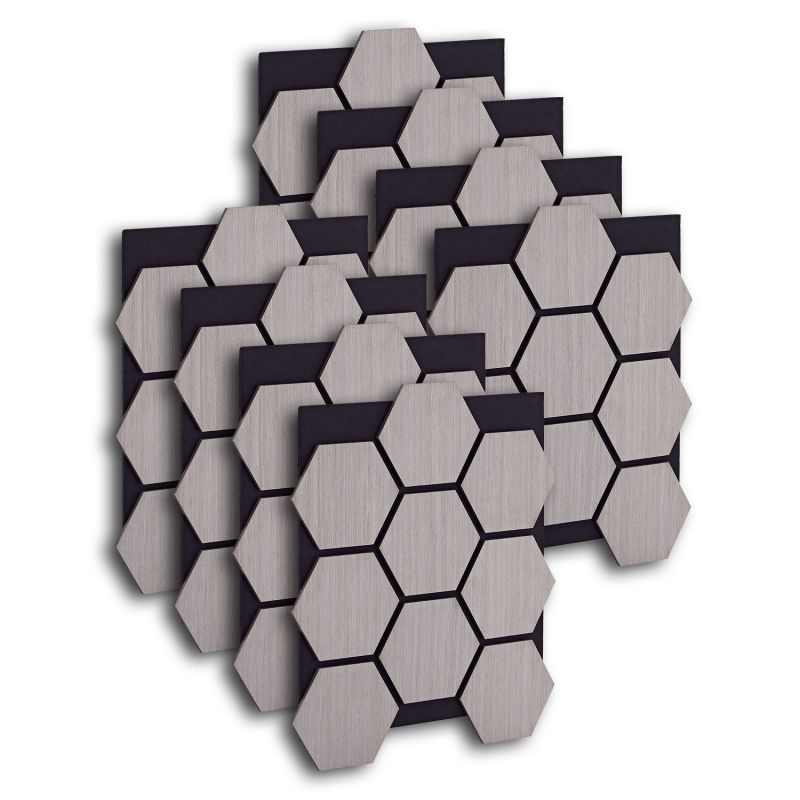 8 Panneaux muraux 62x76 hexagone gris bois