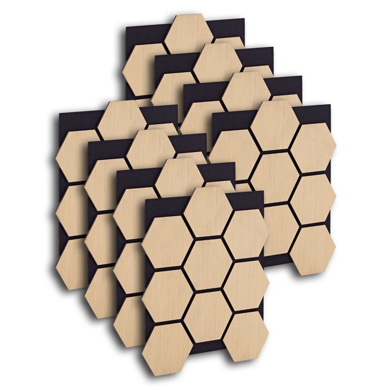 8 Panneaux muraux 62x76 hexagone naturel bois
