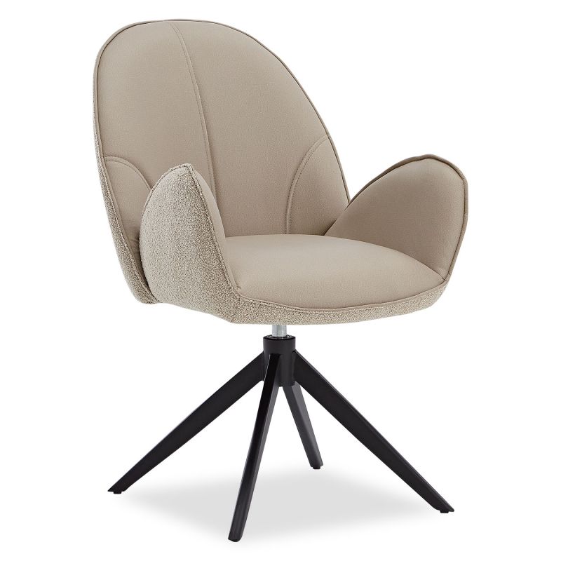 Chaise oeuf moderne cuir bouclé beige