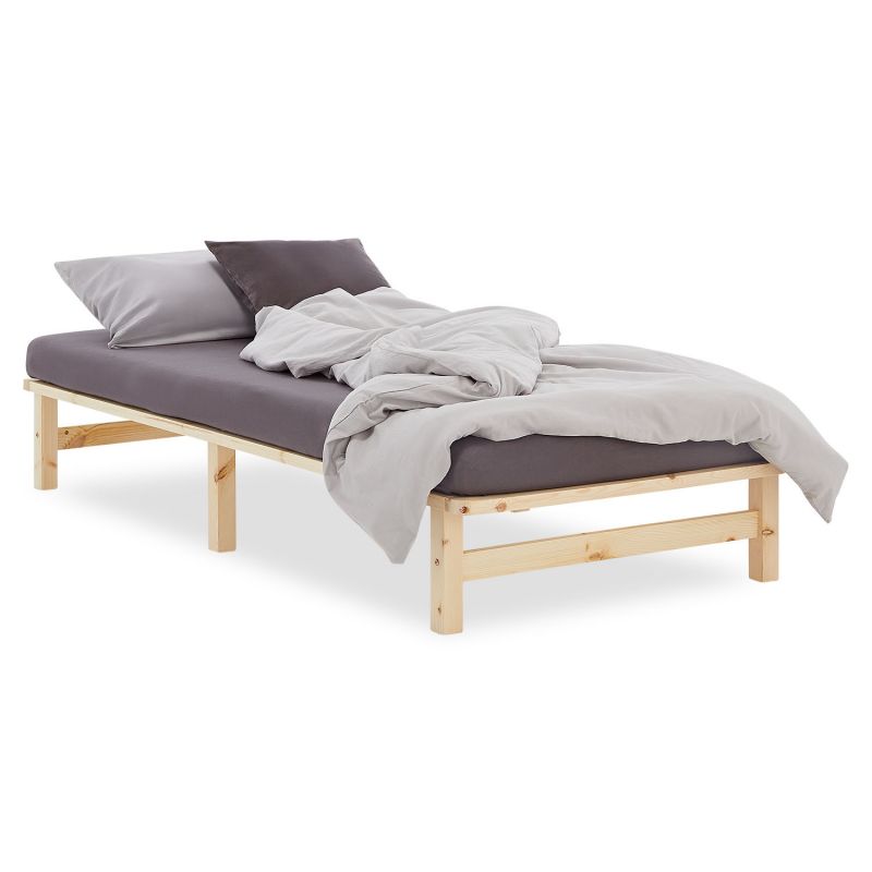 Lit bois 100x200 cadre naturel palette enfant