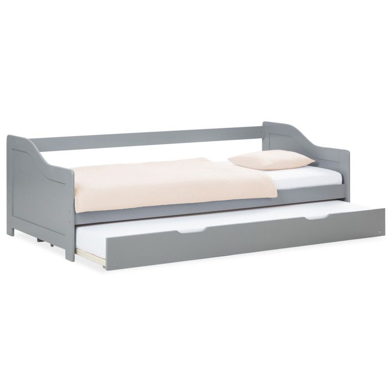 Lit gigogne 90x200 2 matelas bois gris