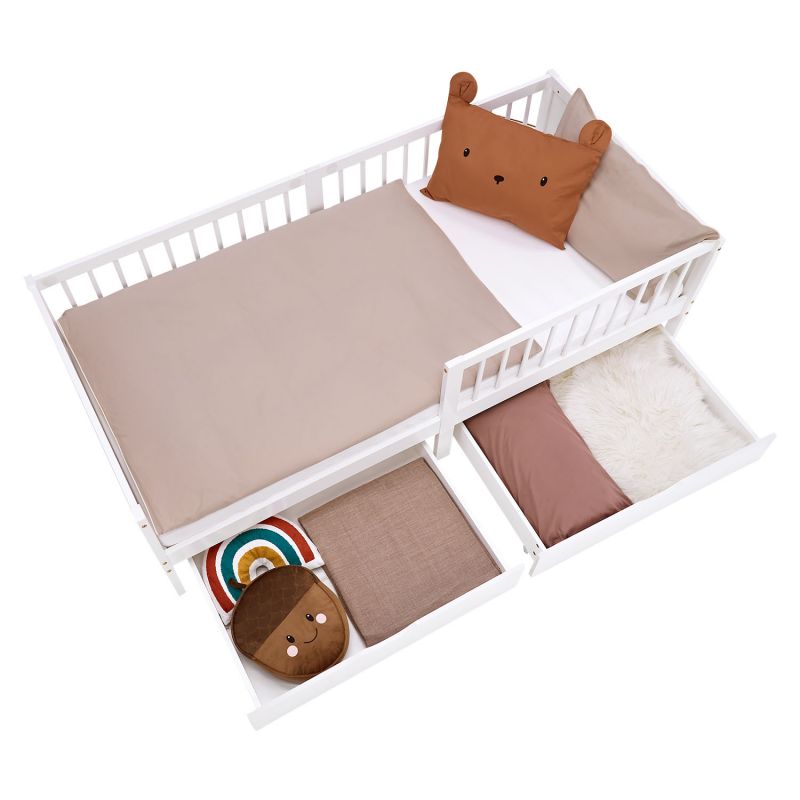 Lit simple 90x200 matelas 2 tiroirs blanc enfant