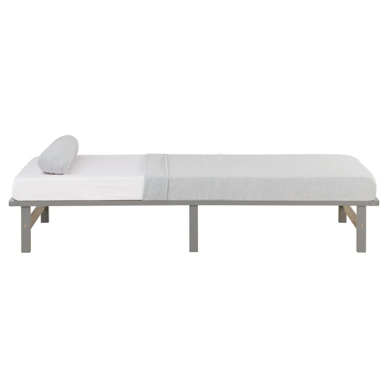 Lit simple 90x200 matelas bois gris