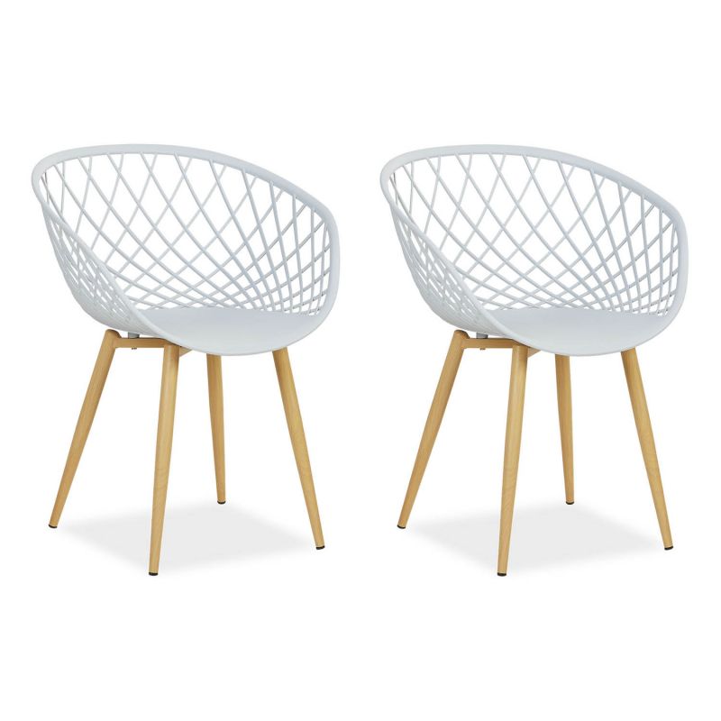 Lot 2 chaises de jardin accoudoirs gris plastique