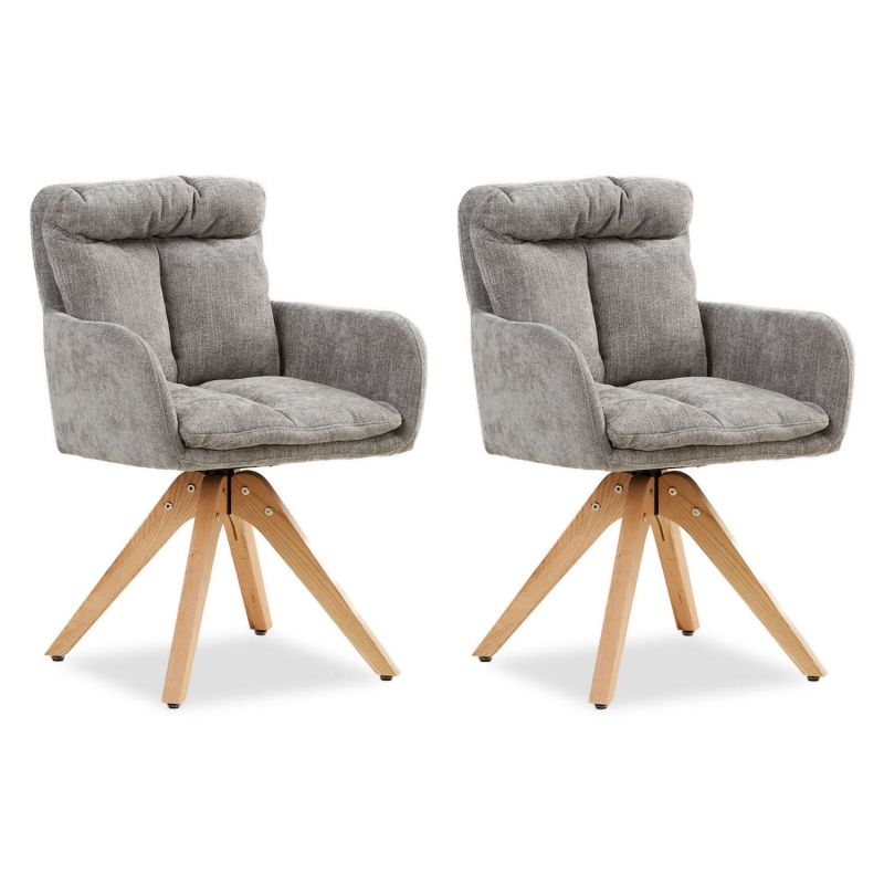 Lot 2 chaises oeuf modernes lin gris