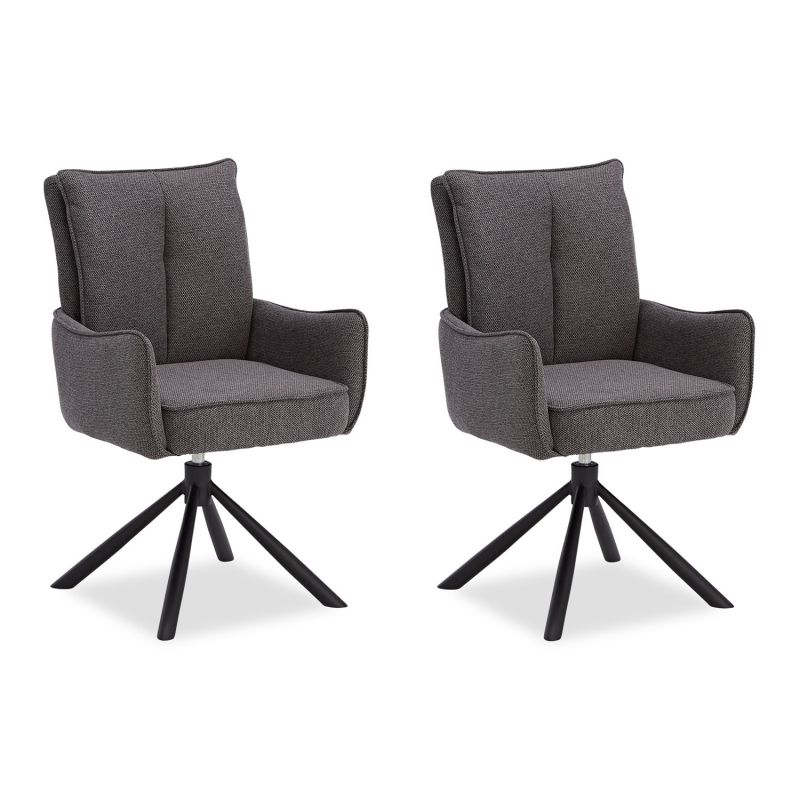 Lot 2 chaises oeuf modernes tissu anthracite