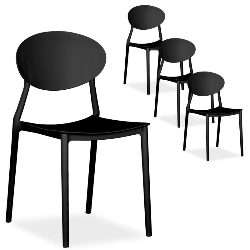 Lot 4 chaises de jardin camping noir